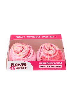 Flower & White - Raspberry Eton Mess Meringue Clouds Twins - 8 x 130g