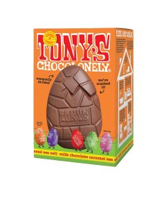 Tony's Chocolonely - Large Hollow Milk Chocolate Caramel Sea Salt Easter Egg & Individual Mini Eggs - 6 x 242g