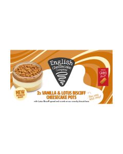 English Cheesecake Company - Vanilla & Lotus Biscoff Cheesecake Pots (2Pk) - 4 x 175g (Min 8 DSL)